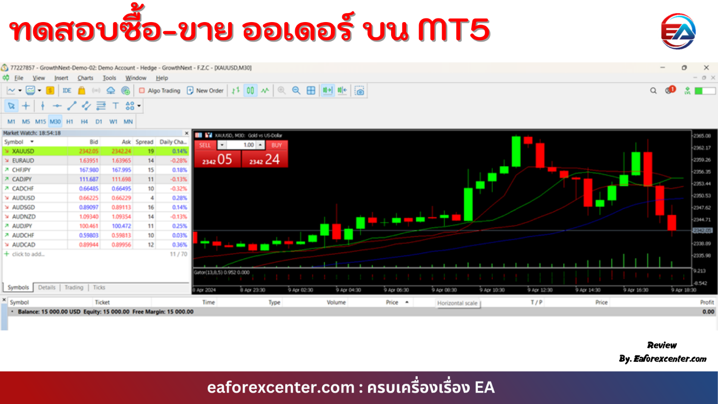 ทดสอบการซื้อขายออเดอร์บน MT5 (1)